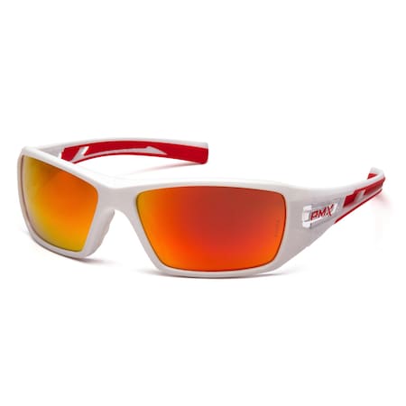 Pyramex Velar, Safety Glasses, Sky Red Mirror Lens, Red/White Frame SWR10455D